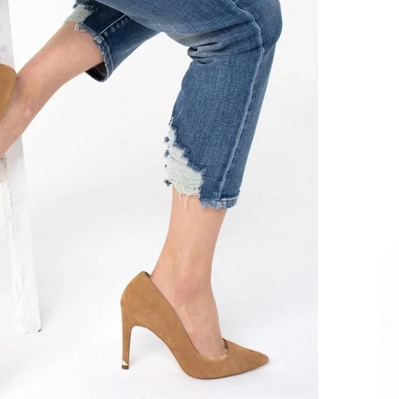 Liverpool The Crop Straight Jean Kennedy Wash Distressed Ankle Jeans Blue 10/30 - Picture 3 of 3